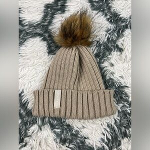 Calvin Klein Women's Winter Hat Beanie One Size Tan Faux Fur Knit